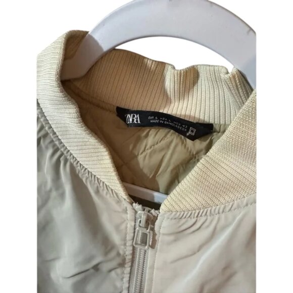 Zara cream quilted lining padded oversized bomber jacket size L - Picture 8 of 9